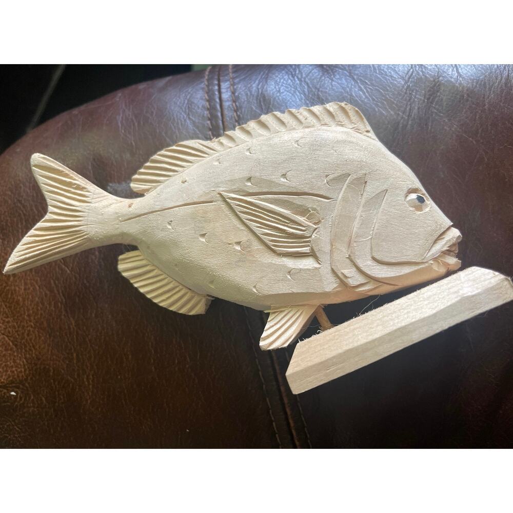 Hand carved fish brim on swivel stand